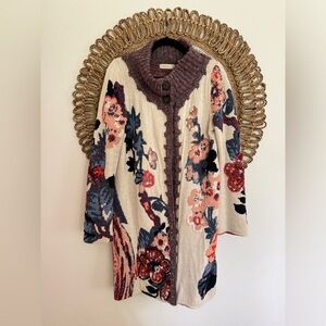 Anthropologie Sleeping On Snow Foret Cardigan Coat Embroidered Bird Size Medium